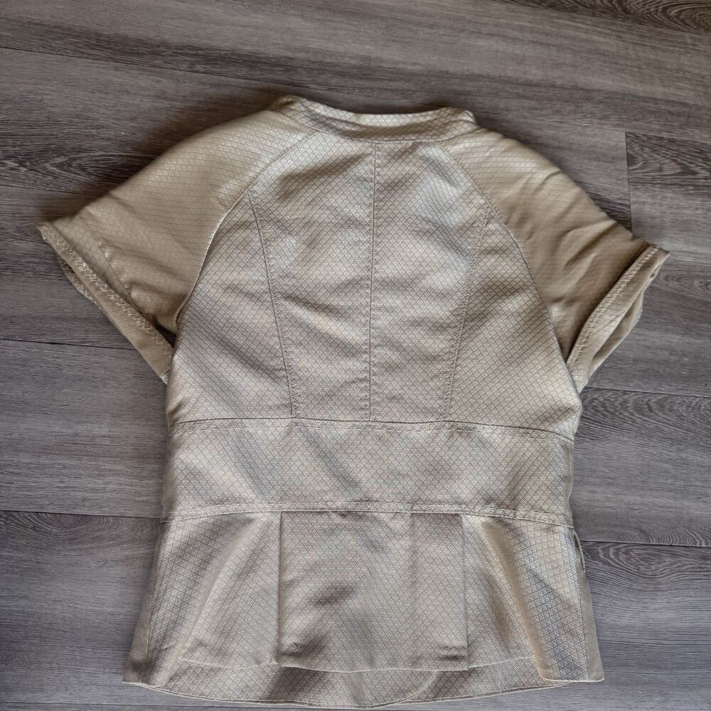 BCBGMAXAZRIA Womens Gold Woven Suiting Double Breasted Jacket Fits Sz S/M - Picture 13 of 16